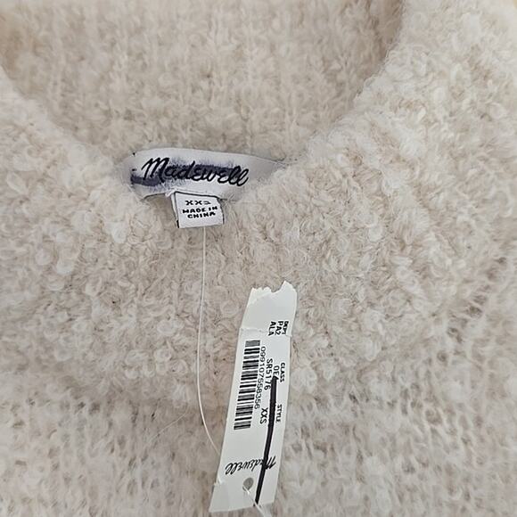 NWT Madewell Size XXS Wool-Alpaca Bouclé-Knit Sweater Cream Oversized NS679 - Picture 3 of 8